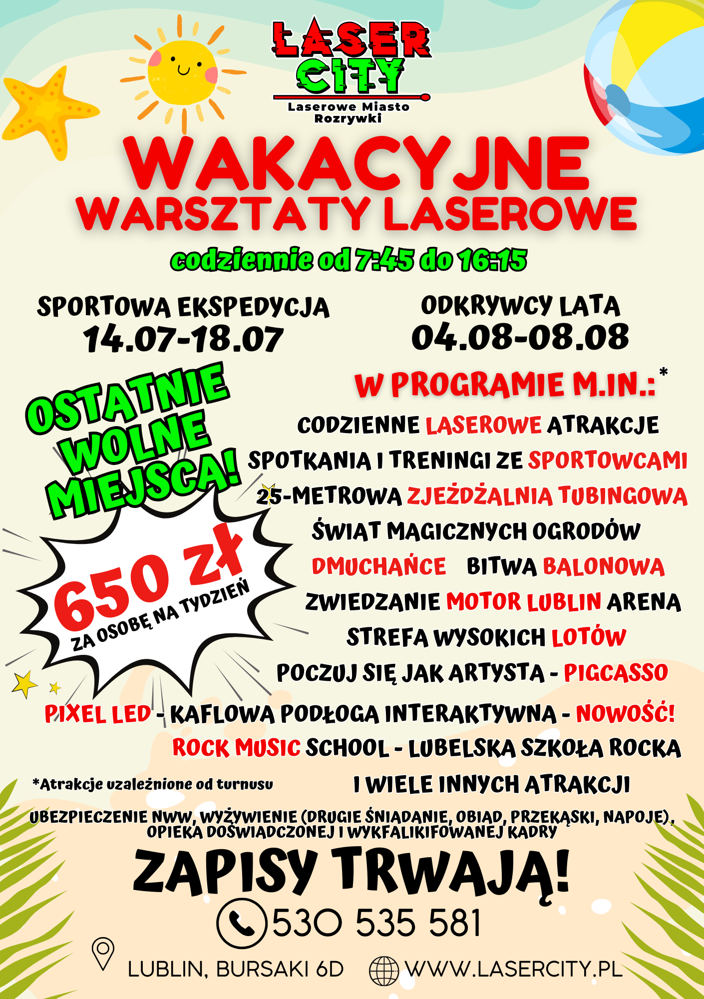 Warsztaty letnie 2025 Półkolonie letnie LaserCity
